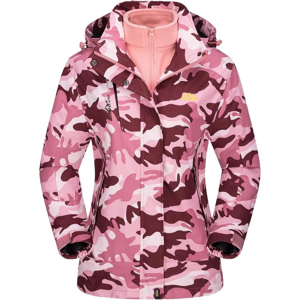 Women's Pink Camo Winter Winter Snow Ski Jacket Coats Waterproof Fleece Lined